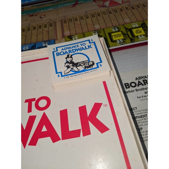 Vintage 1985 Advance To Boardwalk Board Game Parker Brothers Complete - Picture 4 of 9